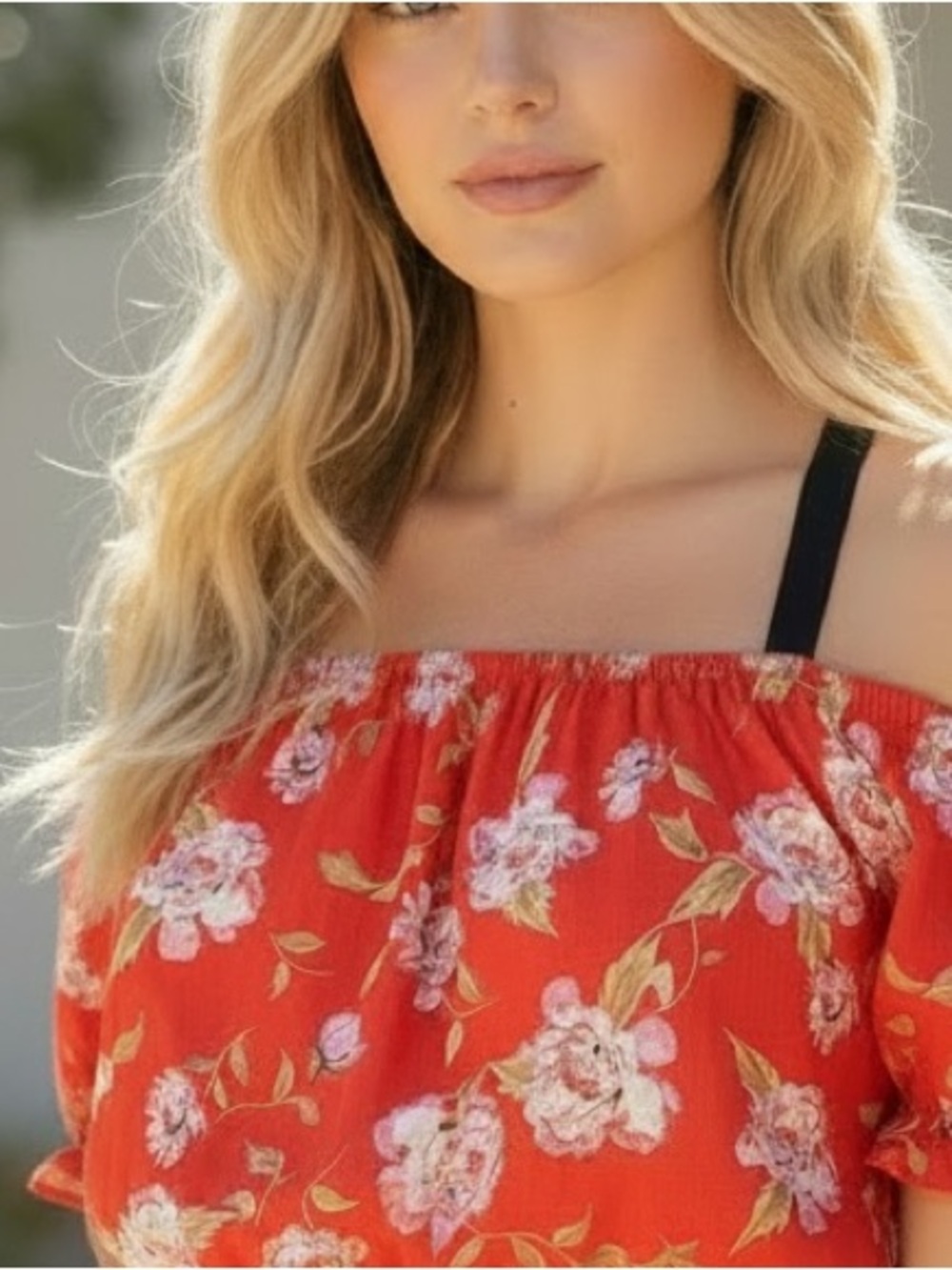 Lovers + Friends Red Floral Flowy Crop Top Whimsy Boho Women's S